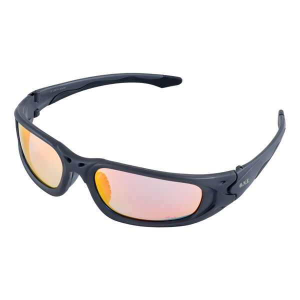 Erb Safety Exile Safety Glasses, Gray Frame And Gold Mirror Lens 18018